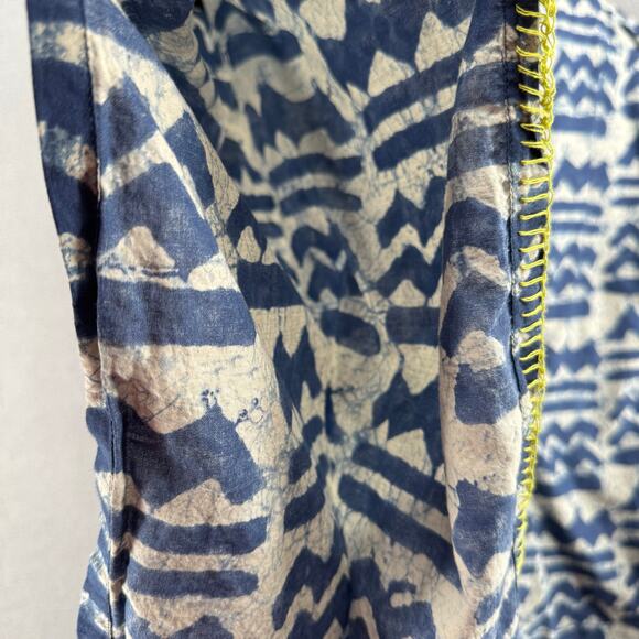 Bombay Paisley Kimono Poncho Top V Neck Womens L/XL Blue Printed Cotton - Picture 9 of 14